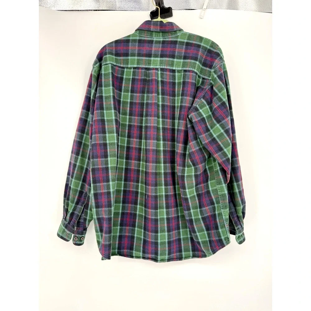 LL Bean Flannel Shirt Mens L Plaid Cotton Long Sleeve Outdoor Workwear Classic - Picture 3 of 8